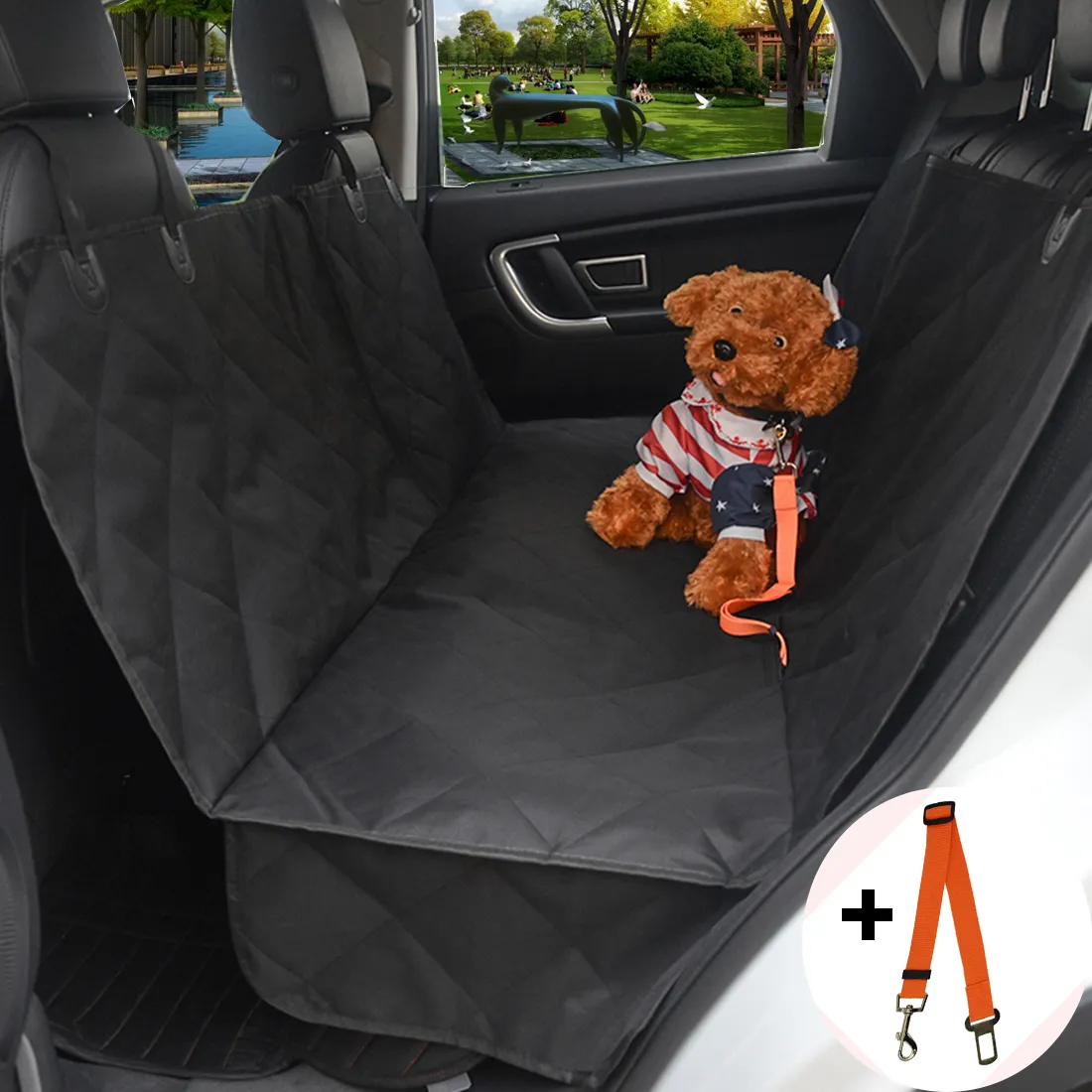 Pet Seat Cover Dog Car Backseat Cover100% Waterproof Luxury Back Seat Cover Hammock for Cars Trucks and SUVs-Travel