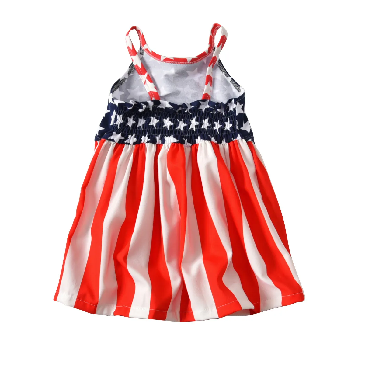 Meninas do bebê vestido de bandeira Americana 2018 verão 04 de julho Crianças suspensor Star stripes print princess dress Crianças Roupas frete grátis C4246