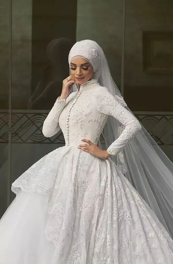 two piece white dresses Two Piece Crew Short Sleeves White Lace Mermaid Wedding Dress TN153 US8 / White main image 1