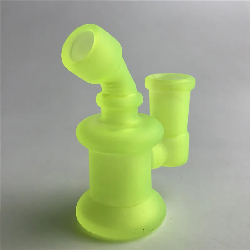 14mm kvinnlig mini glas bong handrör med 3,2 tum ljus glans glöd i den mörka glasåtervinningsbrytaren bongs rökning