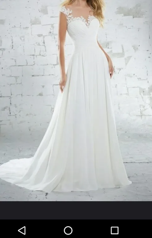 Abito da sposa in chiffon con corpetto a cuore Applique Perline Scollo a illusione Maniche ad aletta Pieghettato Sweep Train Abiti da sposa con lacci