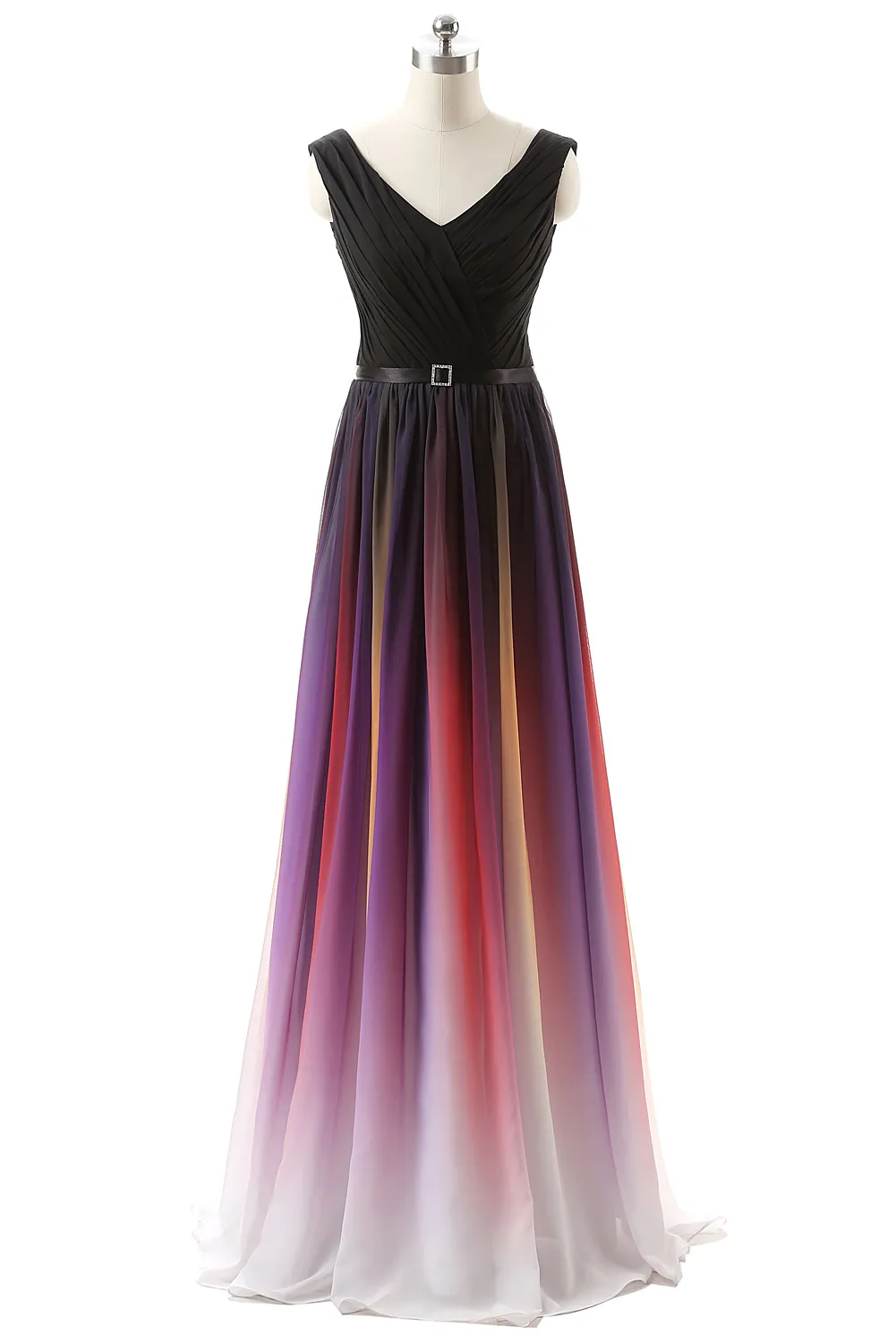 Qatar 2023 Elie Saab Evening Prom Dresses Belt Backless Gradient Color Black Chiffon Formal Eccase Party Glänningar Real Pos Plus 308p