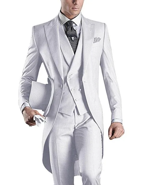 Customize Design Light Grey Purple White Black Burgundy Blue Tailcoat Men Party Groomsmen Suit in Wedding TuxedosJacket Pants Ti157C