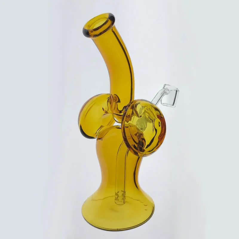 Facebook New Yellow 6.5inches Mini Skurper Glass BongsリサイクルオイルリグDABリグボングラスガラスウォーターパイプ14.4mmジョイントInstagram