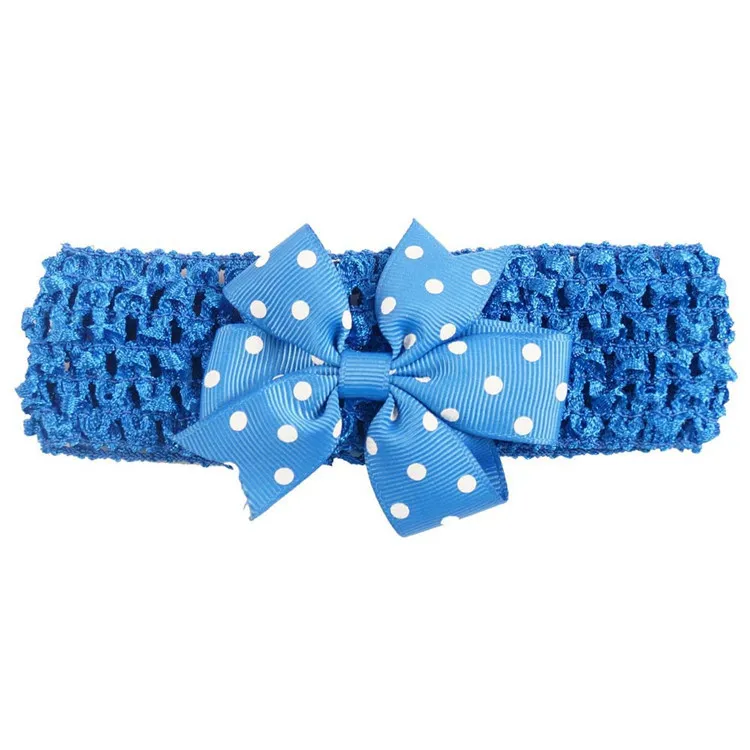 Verkoop Mode Wave Point Children's Hair Band Reticulatie Bowknot Hoofdtooi Leuke Cartoon Baby Haaraccessoires T3G0074