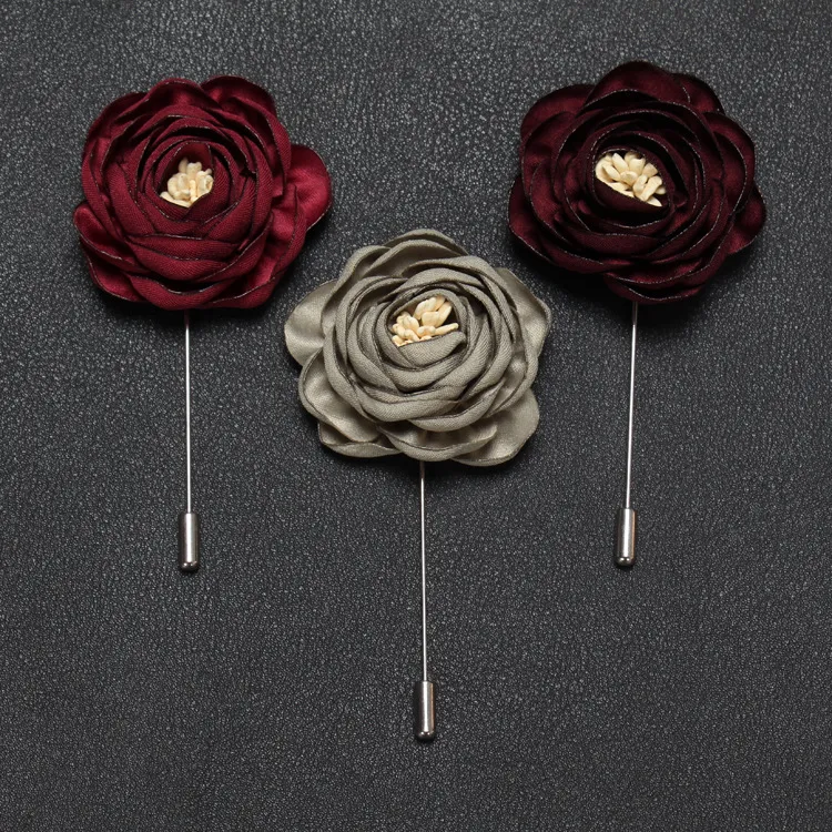 Rose Corsage Groom Brosch Pin Man Bröllop Blommor Boutonniere Prom Tuxedo Party Tillbehör Dekorationer EI-072 Multi Colors For Choice