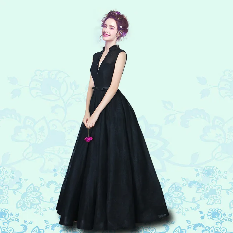 2020 High Neck Black Evening Dress with Beaded Lace Sash and Corset - Perfect for Prom, Formal Events, and Celebrities at Affordable Prices