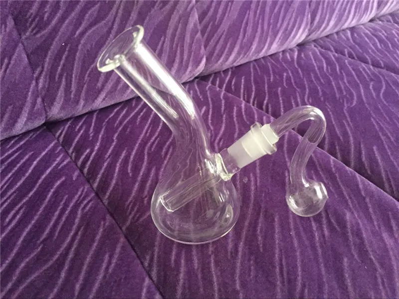 TOP qualité Verre Bécher Bongs Conduites D'eau Bongs 11CM Hauteur Avec 10mm tuyau de brûleur à mazout Pas Cher Verre Huile Rigs Bécher Bongs 