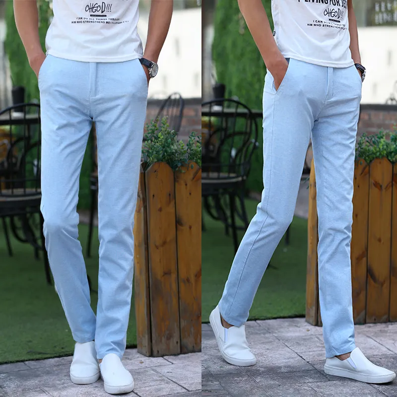 Pantaloni casual da uomo in cotone e lino taglia 28-38 Business Travel Viaggi Pantaloni da uomo Slim Slim ed elegante