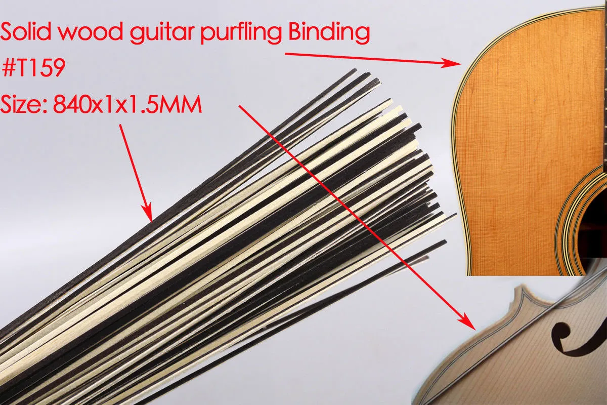 25pcs Guitar Strip Wood Purfling Binding Guitar Body Parts Inlay 840x1x1.5mm