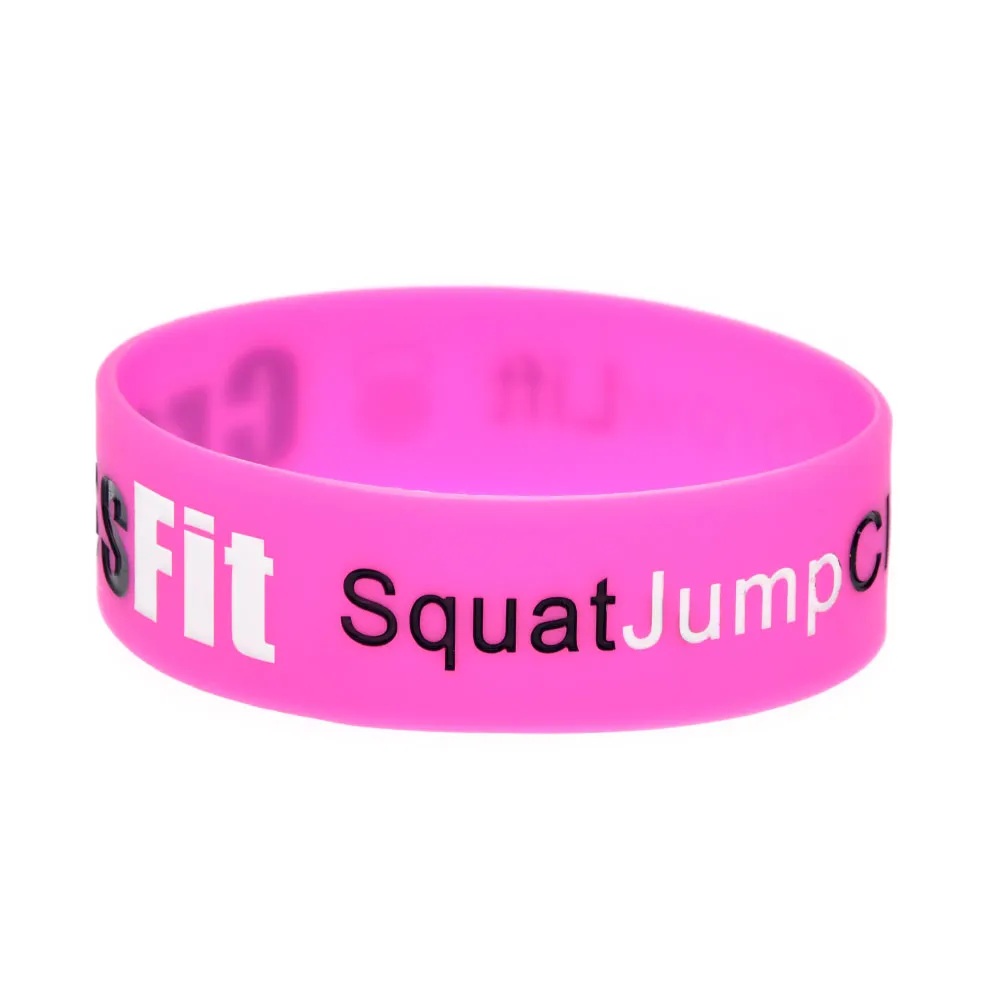 Squat Jump Climb Throw Lift 1 Inch Wide CrossFit Silicone Rubber Bracelet for Promotion Gift