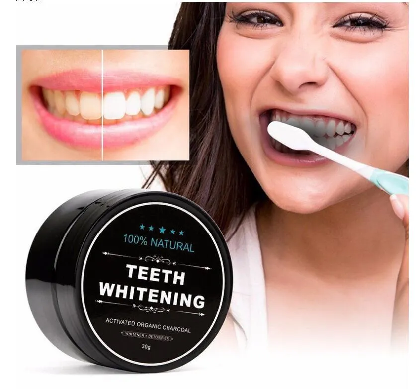 Uso diario Blanqueamiento de dientes Polvo de escalado Higiene bucal Limpieza Embalaje Polvo de carbón de bambú activado premium Dientes blancos