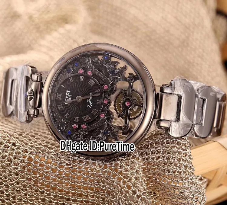 新Bovet Amadeo Fleurier Grand Compress Virtuoso Skeleton Tourbillonスイスの水晶スチールケースホワイトダイヤルメンズウォッチスポーツ腕時計2A1