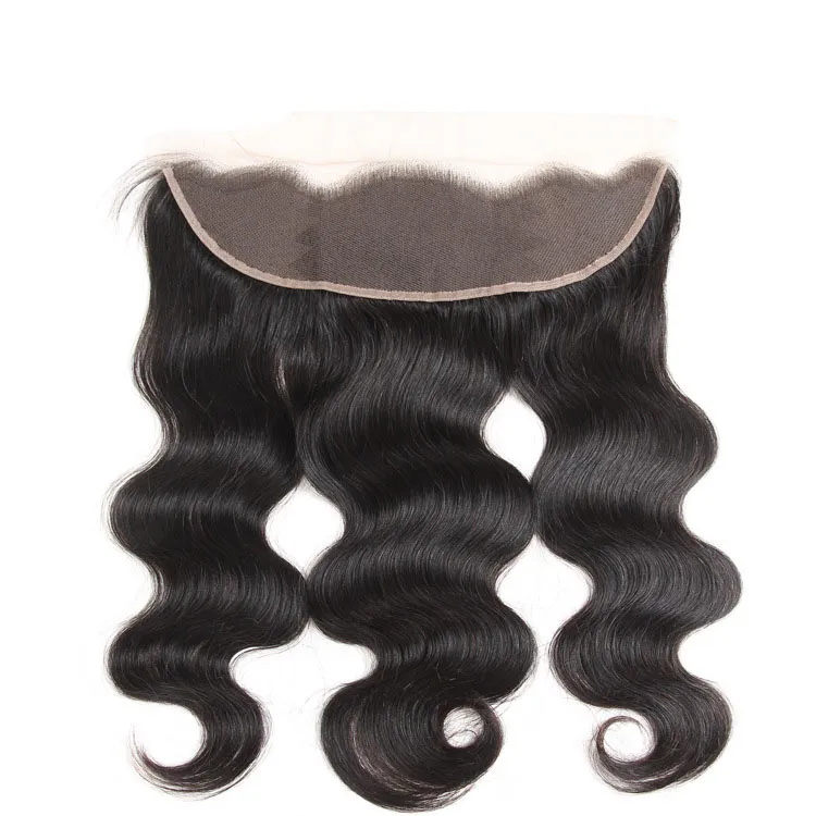 Cheveux vierges malaisiens vague de corps 13X4 dentelle frontale avec faisceaux 95-100 g/pièce fermeture de trames de cheveux humains 4 pièces