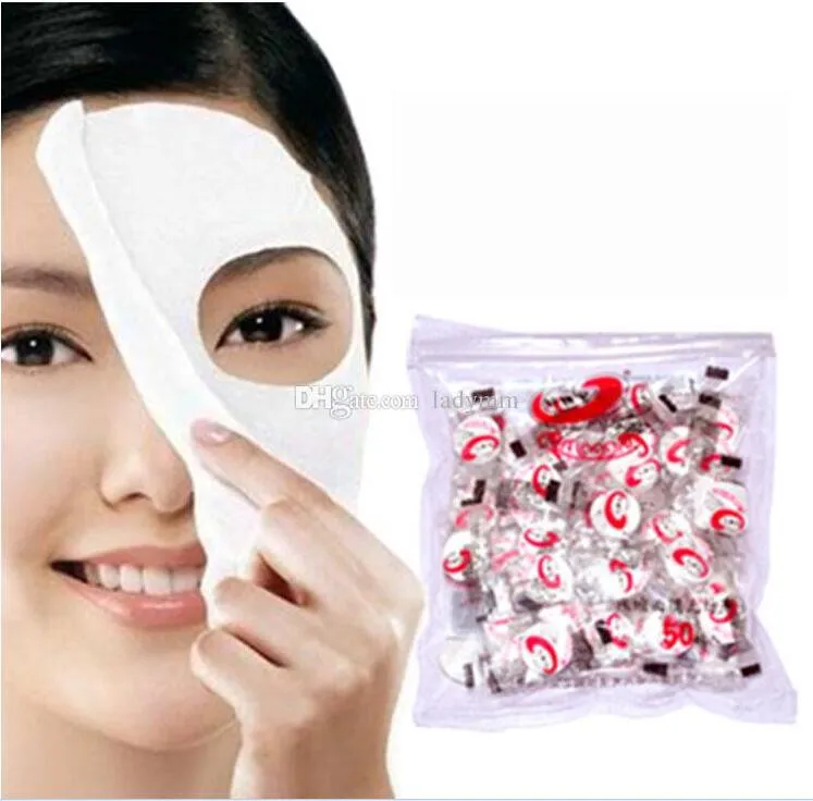 Partihandel 1000PC / Lot Hudvård DIY Facial Face Komprimerad Whitening Mask Papper Tablet Masque Behandling Vikningskompressionsmask