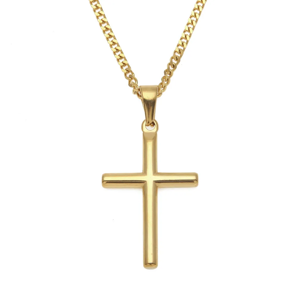 HipHop Edelstahlkette Goldplated Cross Men Anhänger Halskette Schmuck Halskette Schöne Geschenk Frauen039s Pullover Kette Fashion 2347089