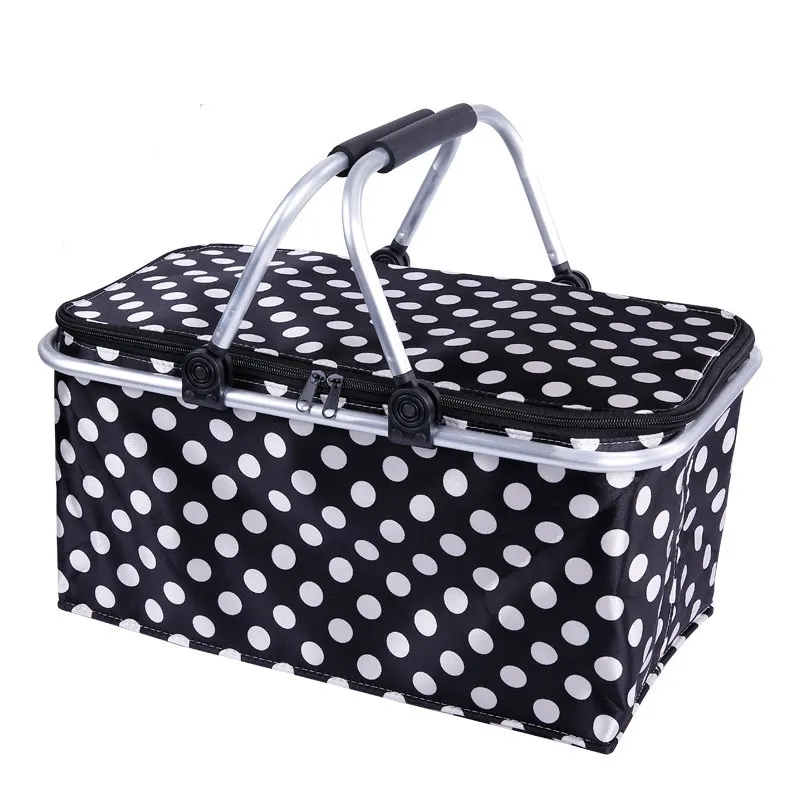 Fällbara shoppingkorgar Fällbara Utomhus Camping Kylare Picnic Baskets Isolerade 600D Oxford Aluminium Ramhandtag