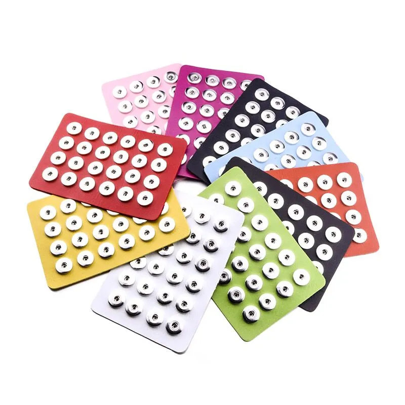 18MM Snap Button Stand Display 10 Colors Black Leather Snaps Display for 24 PCS Jewelry Holder