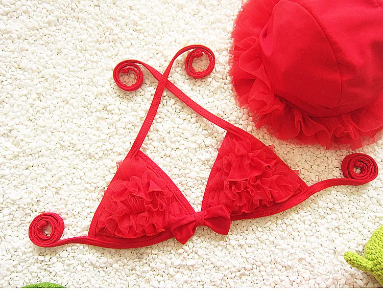 Été Filles Mignon Dentelle Joli Fils À Lacets Halter Split Maillots De