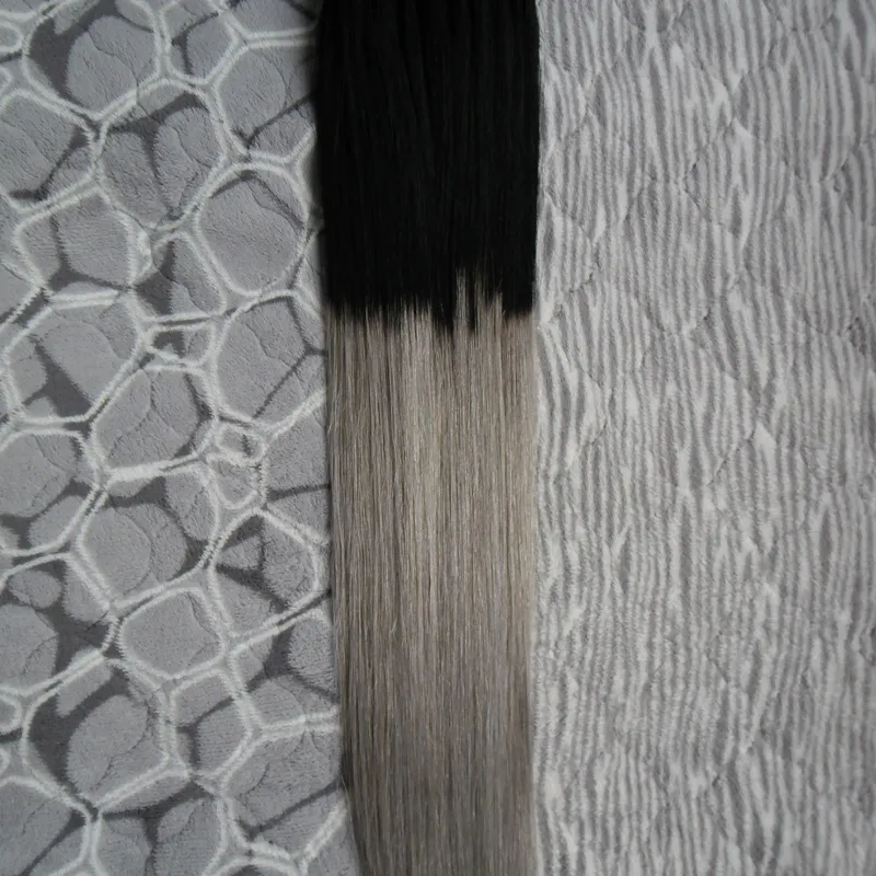 Szary Ombre Ludzkie Włosy Micro Pętla Ludzkie Przedłużanie Włosów 100% Virgin Extensions Silver Extensions 100g 1 G / s Micro Bead Hair Extensions T1B / Gray