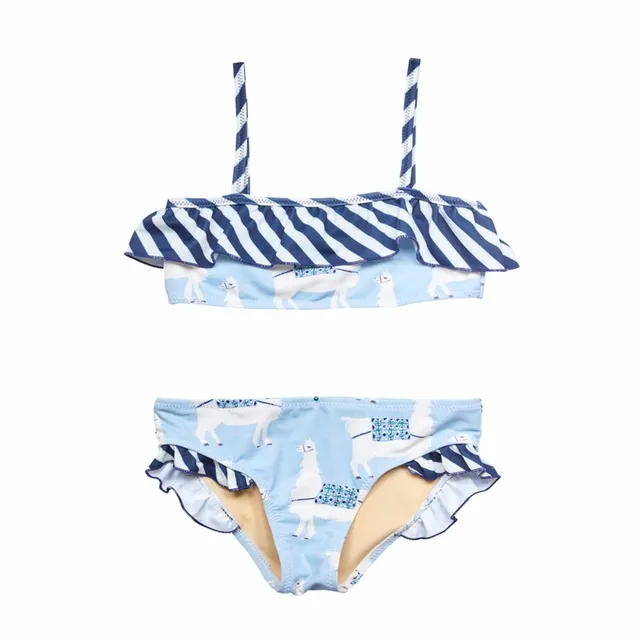 2018 two-pieces kid baby girls lama animal swimsuits girl swimwear striped blue swimsuit bathing suit summer swimming kids clothing 1-7Y