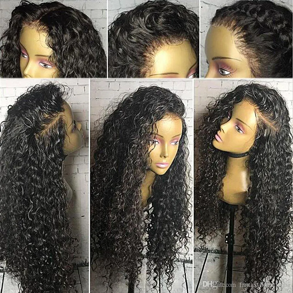 180% densitet Curly Wigs Virgin Human Hair 13x6 Lace Front Wig Pre Plocked With Natural Hairline