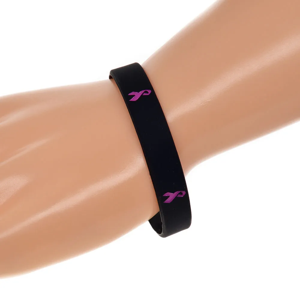 Cancer Ribbon Silicone Wristband Motivational Decoration Logo Carry This Message As A Reminder in Daily Life