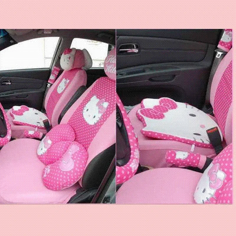 Hello Kitty Car Accessories Cute Cartoon KT Car Steering Wheel Cover Sun  Visor CD Storage Bag Seat Belt Cover Shifter Hand Brake From Uncle004,  $32.33