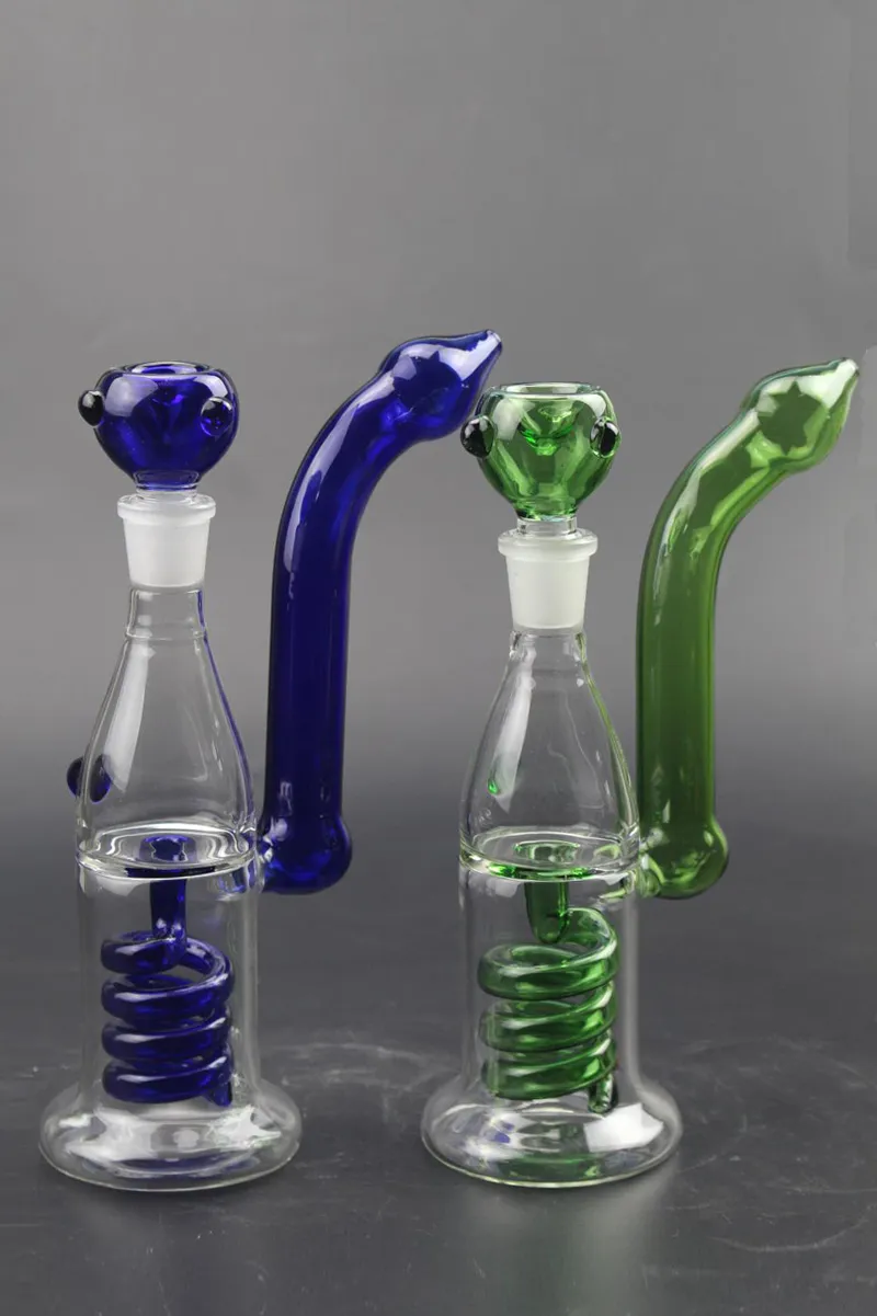 Tubo espiral alto de 21 cm Perc Ash Catcher Tubo de agua de vidrio Plataformas petroleras para fumar en stock Tubos para fumar de mano Bong de vidrio