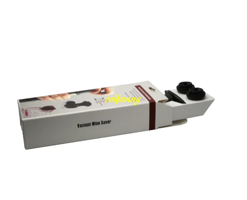 50 jogos / lote Reutilizável Garrafa De Vinho Vacuum Saver Sealer Preserver Bomba de rolha de vinho Com 2 Stoppers Para Bar Ferramentas Com caixa de varejo