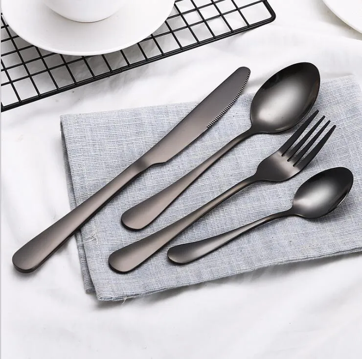 Set da 4 pezzi set di posate di posate di alta qualità cucchiaio forchetta coltello cucchiaio da tè set di stoviglie in acciaio inossidabile set di utensili da cucina