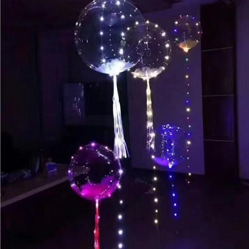 18 Inch Luminous Led Balloon Round Bubble Helium Balloons Kids Toy  LED Air Balloon String Lights Wedding Party Decoration