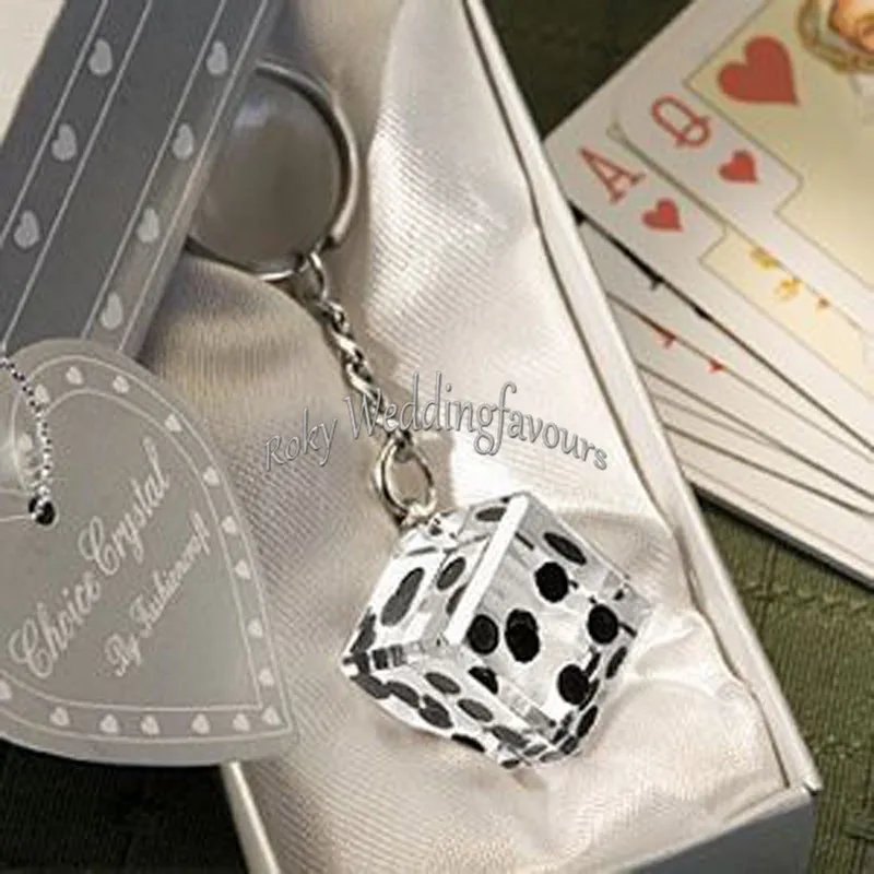 Las-Vegas Crystal Dice Keychain Favors Bridal Shower Wedding Favors Event Keepsake Anniversary Gifts Birthday Party Ideas