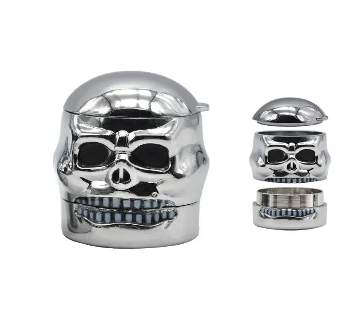 3 strati di macinino tabacco rimovibile Metal Skull denti GRINDER TABACCO Commercio all'ingrosso di Yanju.