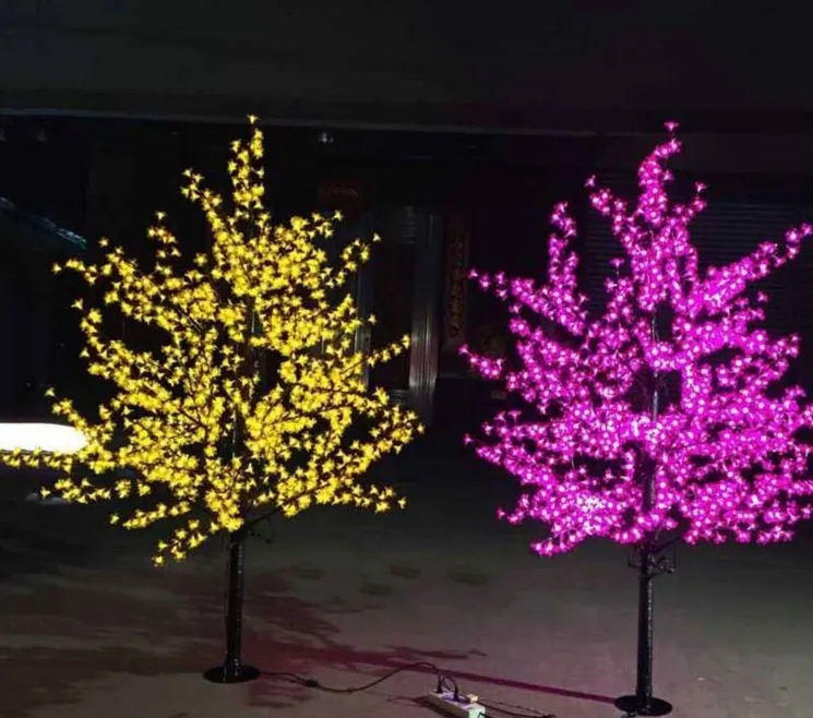 1.5 m 1.8 m 2 m 2.5 m 3 m Brilhante LEVOU Flor de Cerejeira árvore de Natal Iluminação Do Jardim À Prova D 'Água Paisagem Decoração Lâmpada Para Festa de Casamento