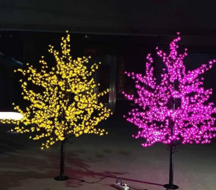 1.5m 1.8m 2m 2.5m 3m Lucido LED Cherry Blossom Albero di Natale Illuminazione Impermeabile Decorazione del paesaggio del giardino Lampada per la festa nuziale