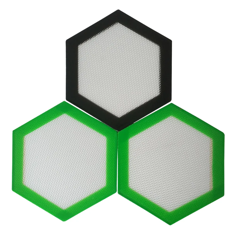 السيليكون dab mat Quality FDA Food Grade غير قابلة للاستخدام غير القابل لإعادة استخدام Bho Wax Slick Oil Hexagon شكل الألياف الزجاجية المقاومة للحرارة