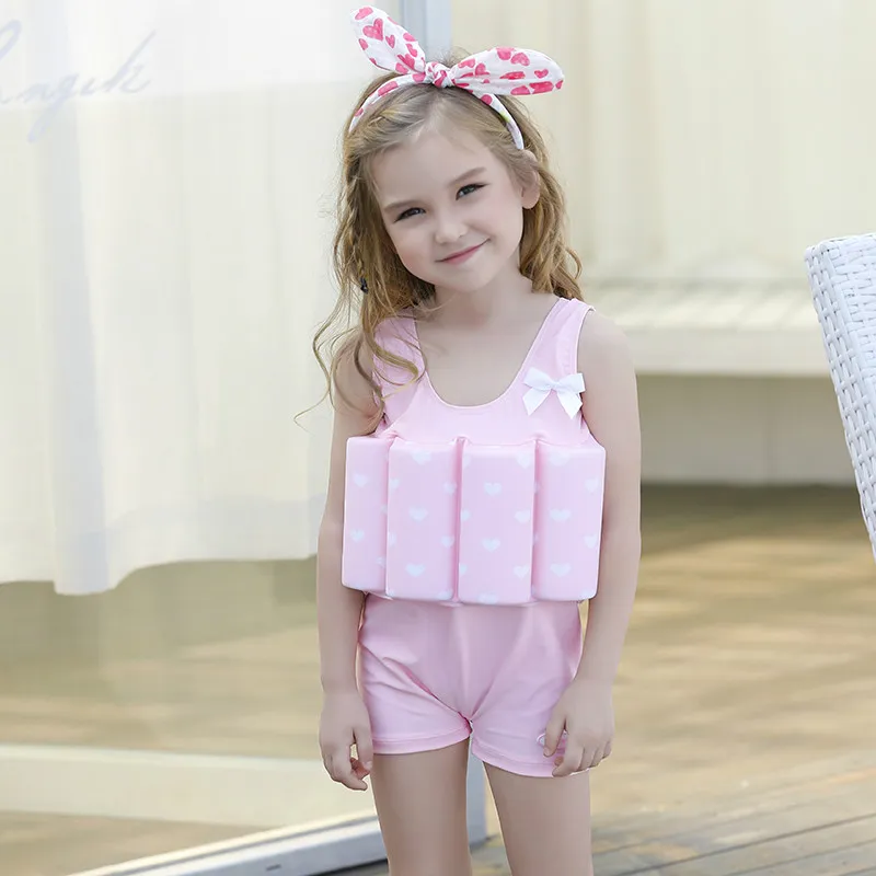 Sweet Flower Striped Pink One Piece Swimsuit For Girls With 8