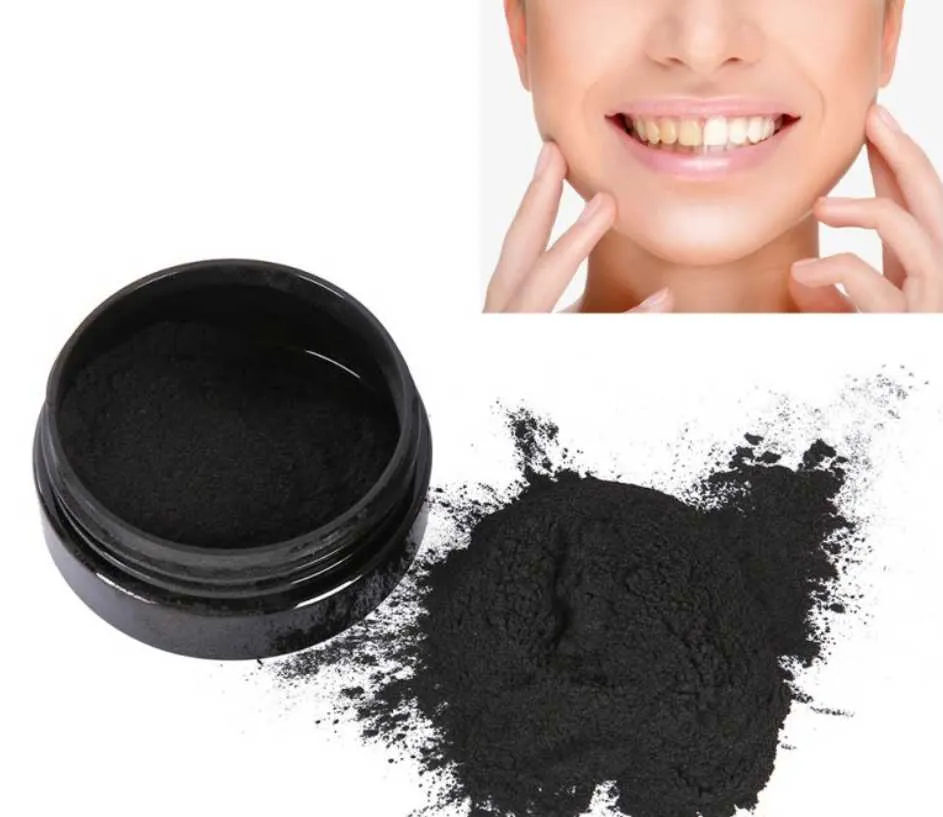 Carvão ativado orgânico 100% natural em pó para clarear os dentes, remover fumaça, chá, café, manchas amarelas, mau hálito, cuidados bucais com escova