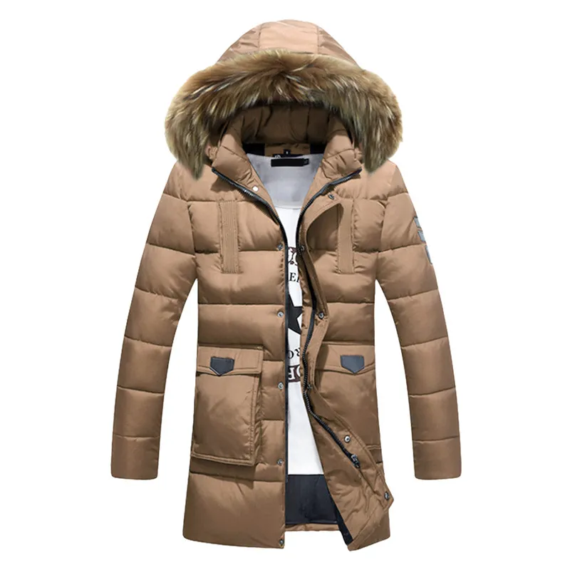 2018 Winter Thick Warm Mens Long Padded Jacket Hooded Puffer Coat Real Fur Collar Parka Homme 3XL 4XL Plus Size Chaquetas Hombre