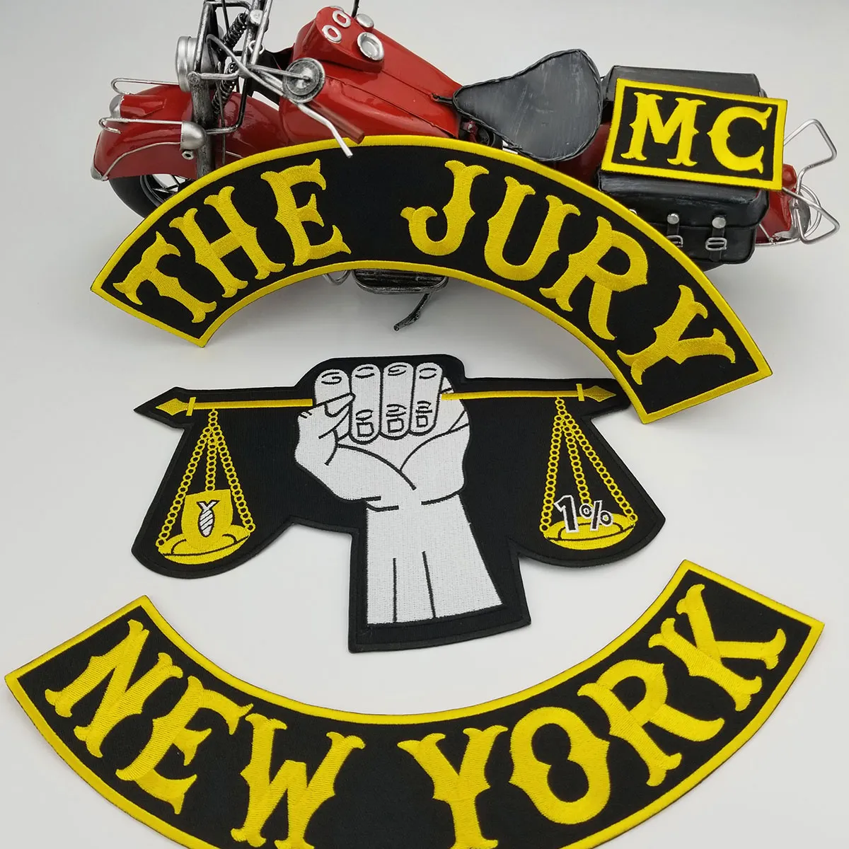 Hot Koop Coolste De Jury New York Motorcycle Club Vest Outlaw Biker MC kleuren Patch Gratis verzending