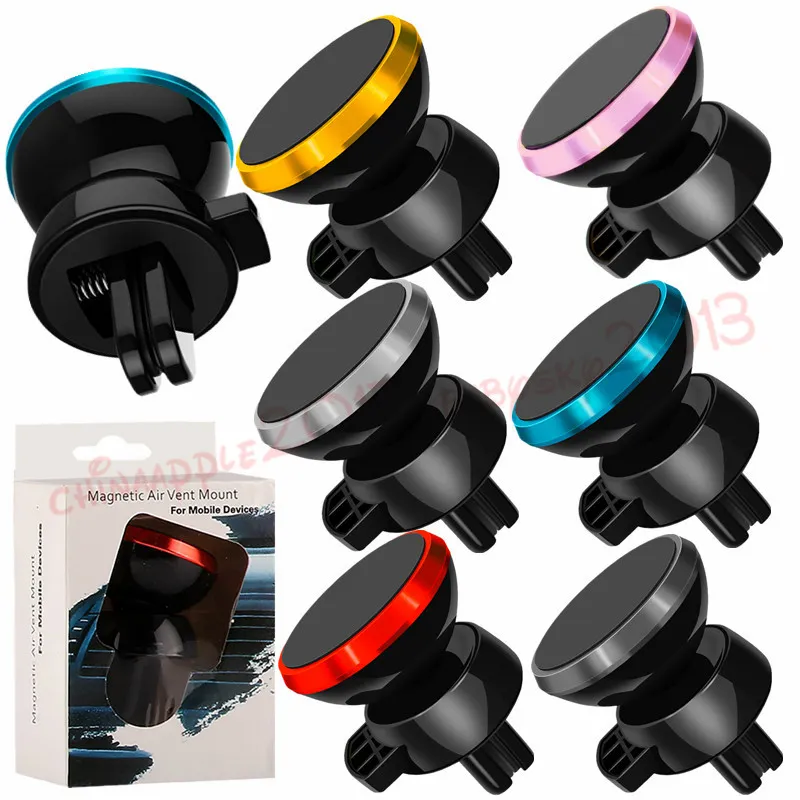 Car Holders Mini magnetic Air Vent Mount 360 degree rotatable cellphone holder with box