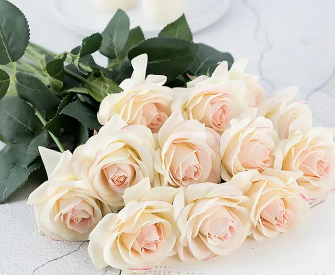 Real Touch Rose Decor Rose Fiori artificiali Fiori di seta Bouquet da sposa floreale Design feste a casa Fiore GA77