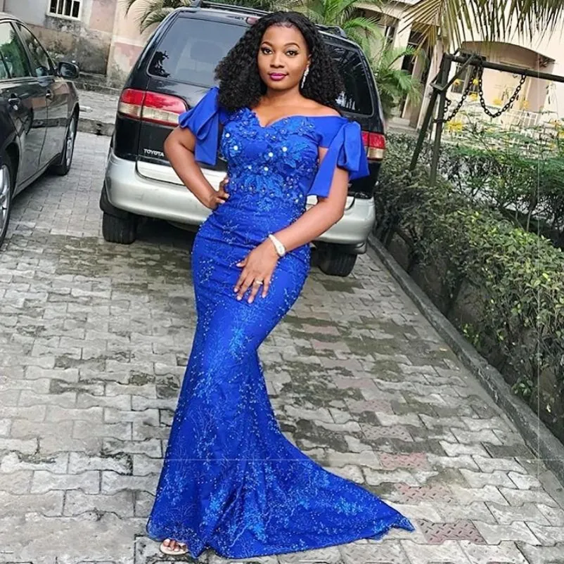 Jolly Blue Mermaid Dress AFRICAN PRINT Wedding Dress