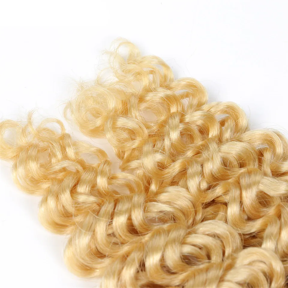 100G Brazylijski Kinky Curly Blonde Color 613 Maszyna wykonana klip Remy In Human Hair Extensions gruba set Brazylijskie włosy 4B 4C7867678