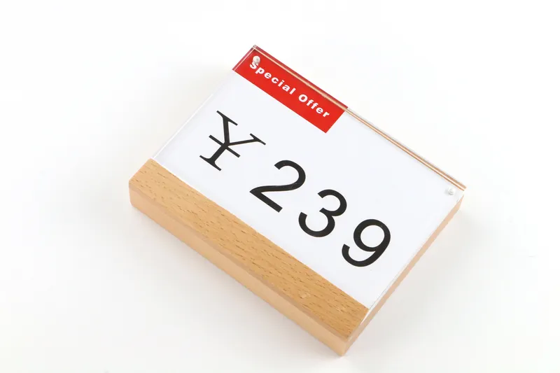 A6 Table signe présentoir étiquette de prix affichage bureau signe titulaire bois cadre photo aimant acrylique bloc cadre papier porte-étiquette