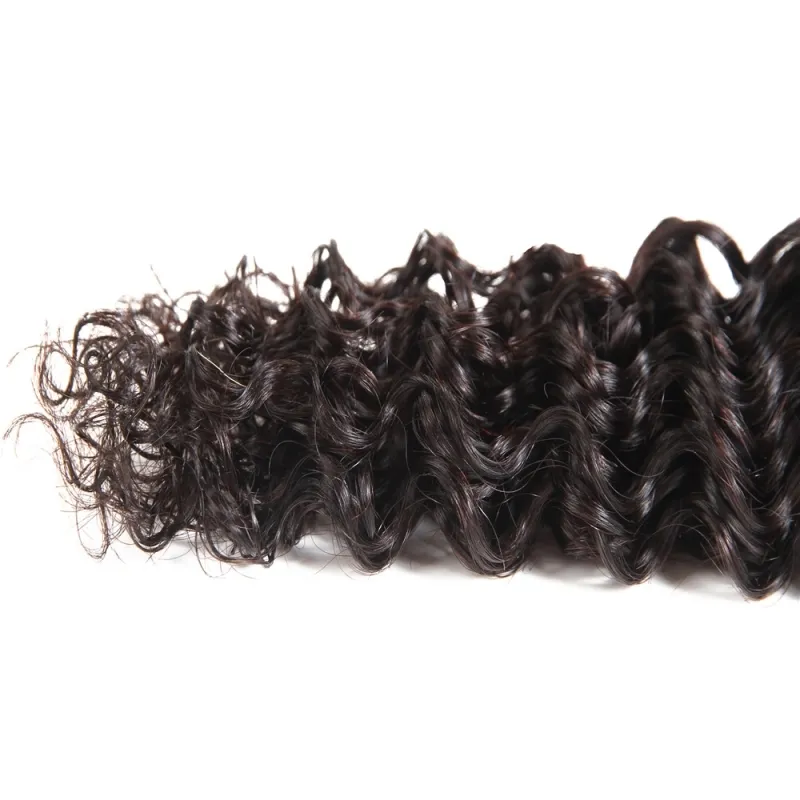 Brasilianska Peruvian Indian Malaysian Human Mink Hår Deep Wave One Bundle / Natural Color 10-28 tums hårförlängningar