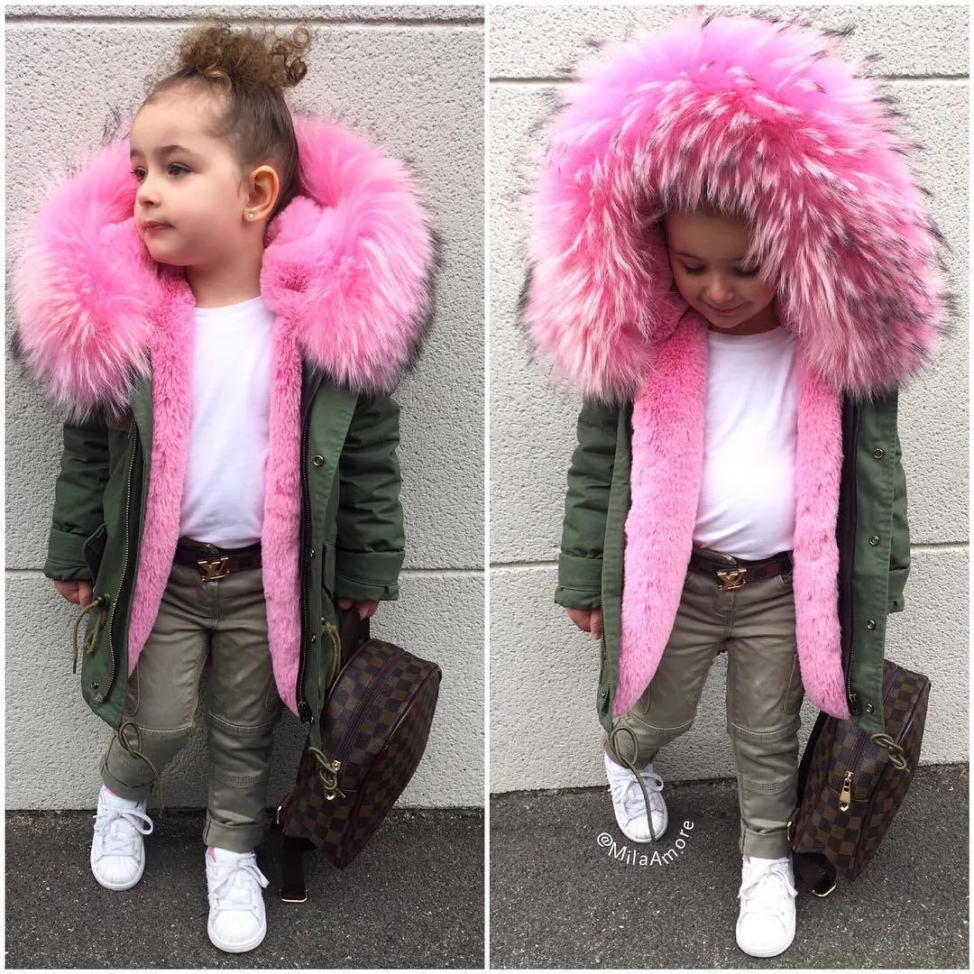 Winter Kinderen Jassen Meisjes Jongens Jassen Hooded Big Faux Fur Collar Kids Bovenkleding Baby Boy Snowsuit Meisje Parkas