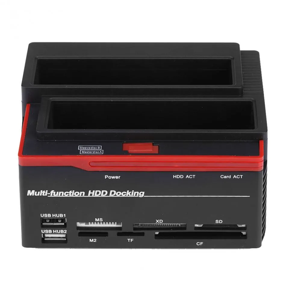 Freeshiping 2,5/3,5 "Sata IDE HDD Docking Station Klon HDD -Gehäuse USB 2 Ports USB 2.0 Hub MS/M2/XD/CF/SD/TF -Kartenleser