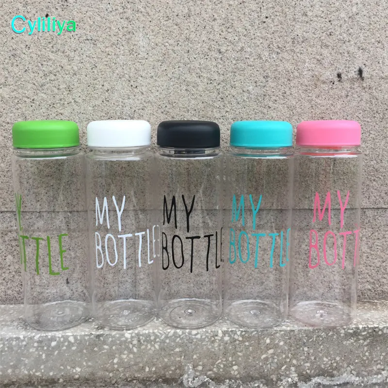Mi botella de agua Botella Estilo coreano Nuevo diseño Hoy Plástico especial Deportes Botellas de agua Vasos con bolsa Paquete al por menor